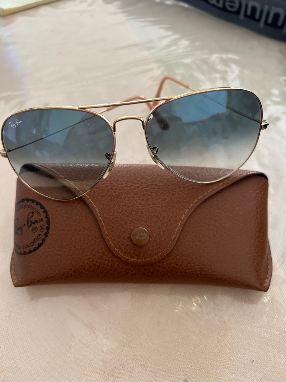 Ray-Ban Women's Aviator Sunglasses - Gold Frame with Blue Gradient Lenses